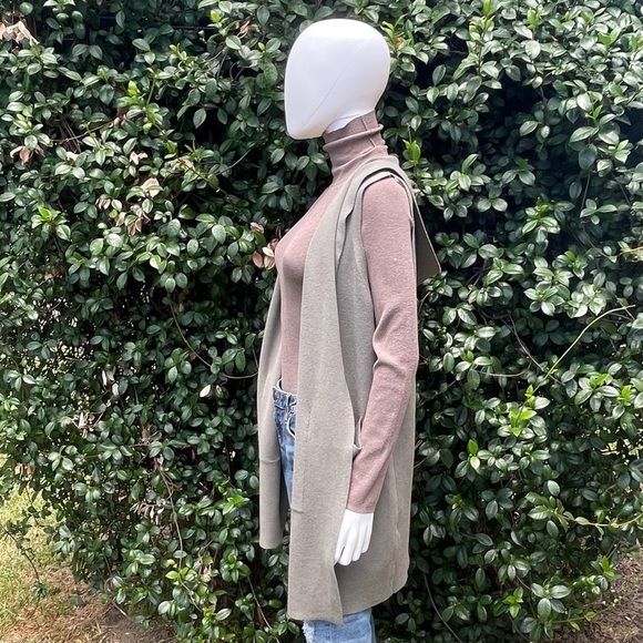 Evolution by Cyrus Light Green Long Loose Hood Open Cardigan - Picture 9 of 13